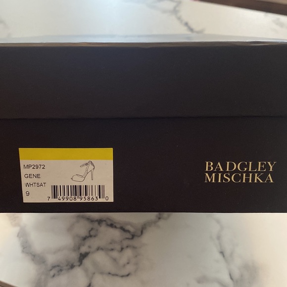 Badgley Mischka Gene White Satin with Rhinestone Detailing Wedding Bridal Heel - Picture 15 of 15